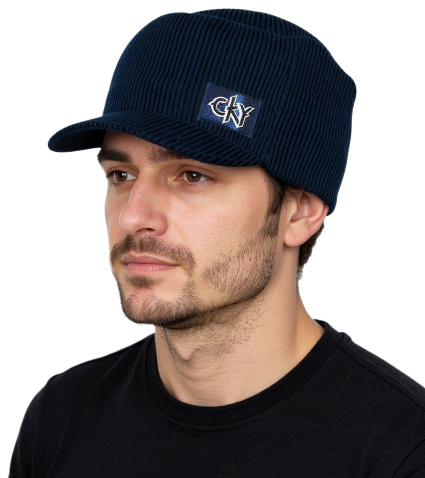CKY Rockband Schirm-Beanie mit Band-Stickerei Strick-M&uuml;tze Fan-Beanie KC101775CKY Schwarz