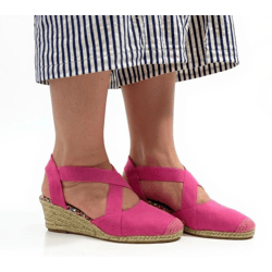 Citywalk Wedges Damen Keilabsatz-Sandalen mit Gummizug Espadrilles 11007623 Pink