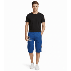 FQ1924 Mael Herren Freizeit-Bermuda Cargo-Shorts Baumwoll-Hose Sommer-Hose 21900196 181018 Blau