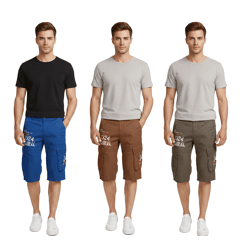 FQ1924 Mael Herren Freizeit-Bermuda Cargo-Shorts Baumwoll-Hose Sommer-Hose 21900196 Blau, Braun oder Khaki