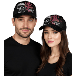 Pike Apparel Unisex Trucker-Cap aus dem Rock-Bereich Base-Cap mit Totenkopf und Patronen-Applikation TC109526PIK Schwarz