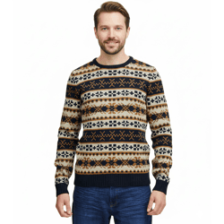11 PROJECT PRPasco Herren Strick-Pullover mit Wollanteil Langarm-Shirt 20716671 194024 Weiß/Navy/Beige