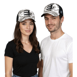 Eminem Unisex Trucker-Cap mit Logo-Stickerei im Camouflage-Look Baseball-Cap TC102253EMM Schwarz/Weiß/Grau