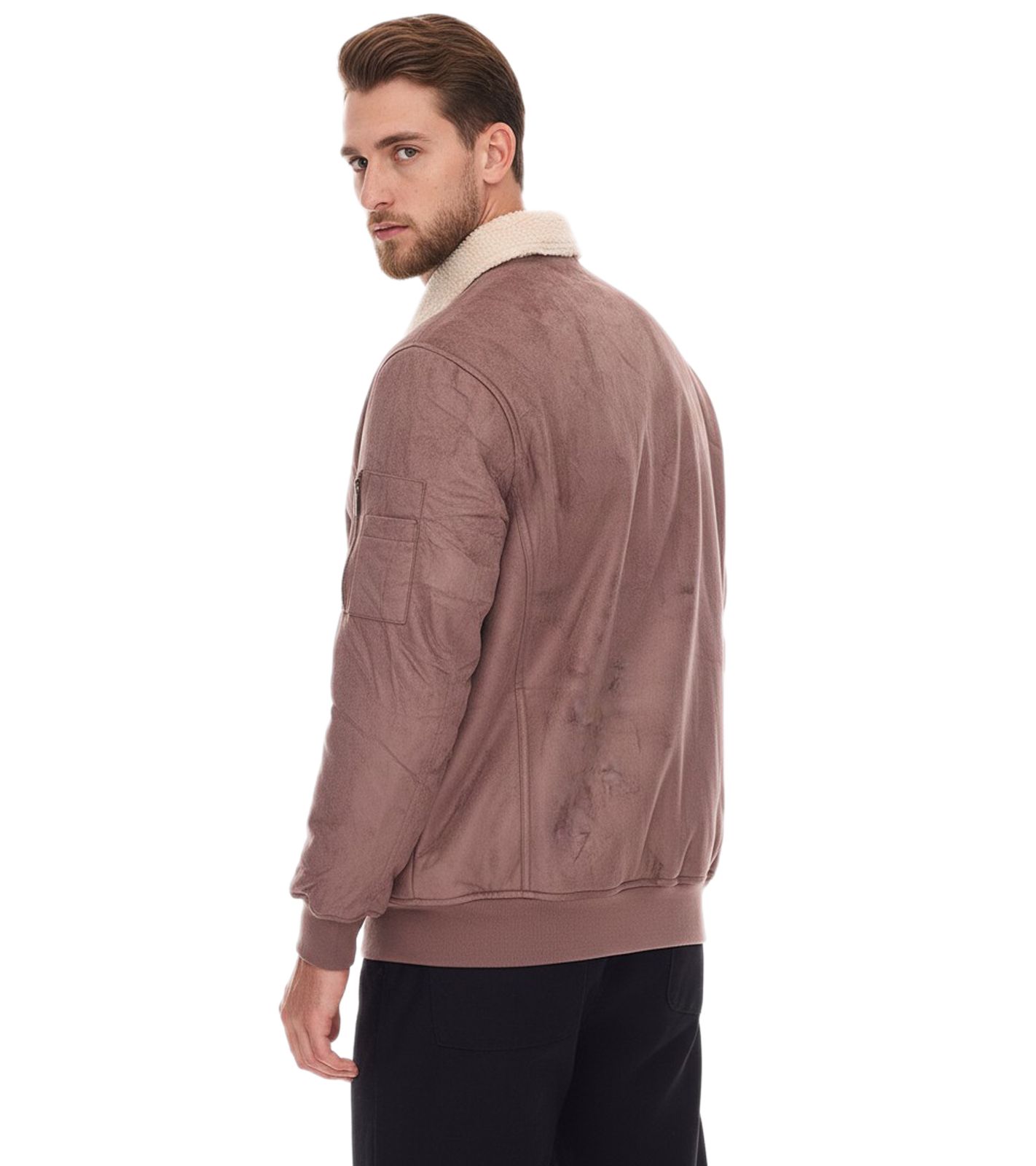 Herren Kernige Jacke in Wildlederoptik mit Teddykragen Outdoor-Jacke 955829 Hell-Braun