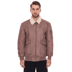 Herren Kernige Jacke in Wildlederoptik mit Teddykragen Outdoor-Jacke 955829 Hell-Braun