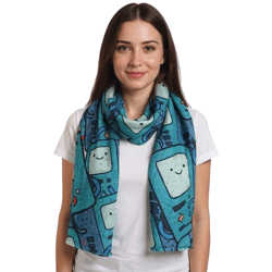 ADVENTURE TIME Halstuch mit Beemo Print 180cm langer Sommer-Schal Cartoon SF260201ADV Grün/Bunt