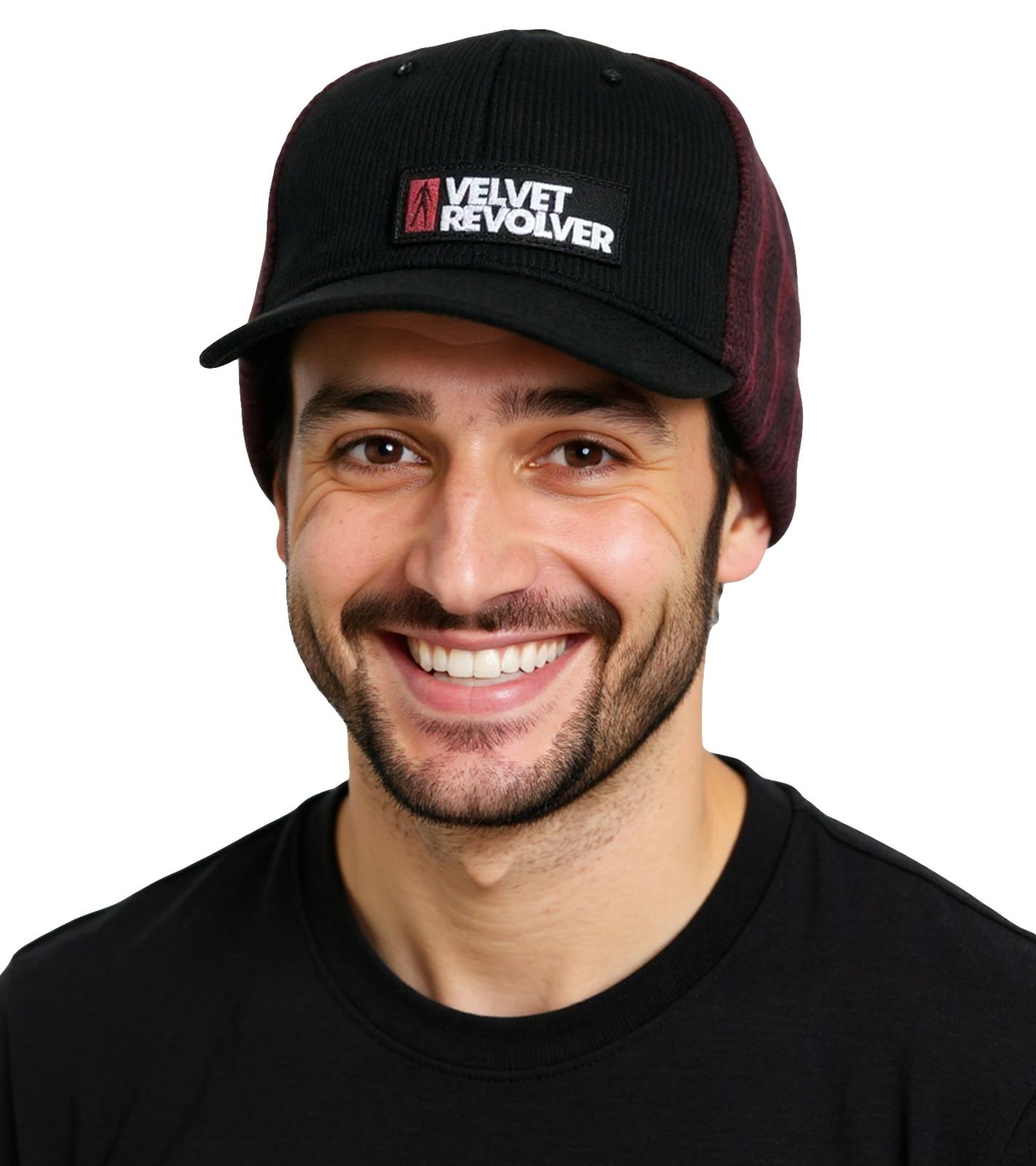 Velvet Revolver Unisex Schirm-Beanie mit Schriftzug Beanie Freizeit-M&uuml;tze KC101466VLR Schwarz/Rot