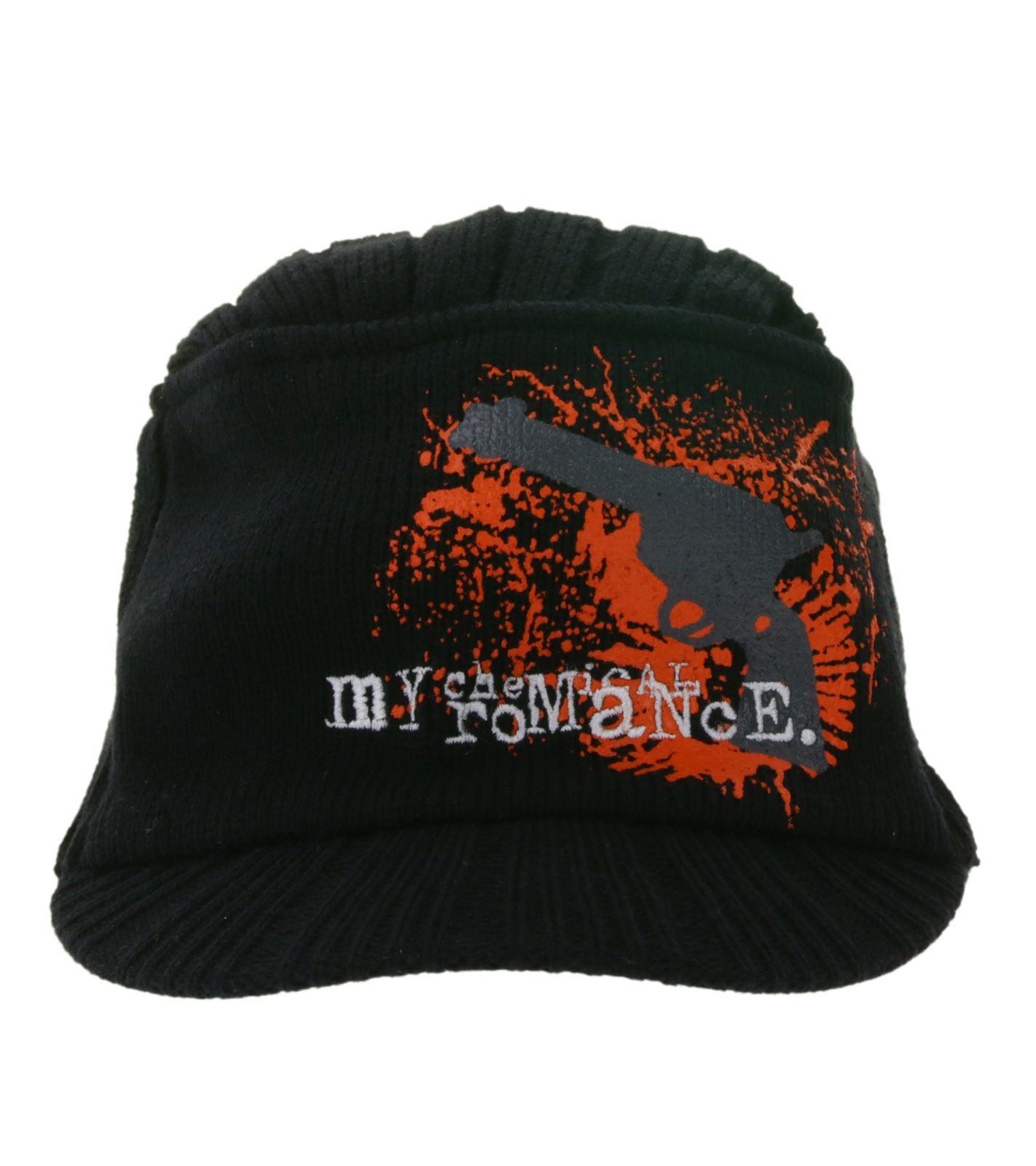 Unisex Schirm-M&uuml;tze mit "My Chemical Romance" Schriftzug Schirm-Beanie Freizeit-M&uuml;tze KC1012411MCR Schwarz/Rot