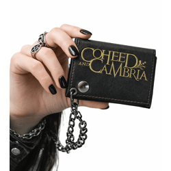 COHEED AND CAMBRIA Leder-Geldbörse mit Logo-Motiv Metalldruckknöpfen und Kette Rockiger Gothic-Style LW105544COH0 Schwarz/Gold
