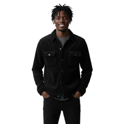 ROUGH. Snug Baumwoll Jacke – Übergangsjacke mit Hemdkragen & Brusttasche in Schwarz