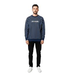 Futur Herren Raglan Crew Pin hochwertiger Sweatshirt-Pullover mit modernem Design und Raglan-Ärmeln Blau/Weiß