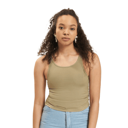 Sixth June Crop Top mit Seitennaht und Raffung, khaki