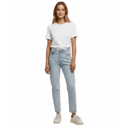 UNEFFECTED Basic Baggys Damen Jeans im 5 Pocket-Style Baumwoll-Hose eisblau