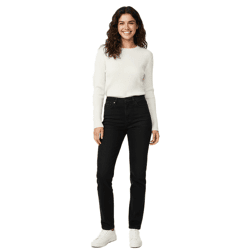 UNEFFECTED Damen Premium Destroyed Straight Fit Jeans Baumwolle schwarz