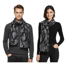 edler roberto cavalli Schal für Damen und Herren Halstuch aus reiner Wolle WOV06600004-01198 Schwarz/Grau