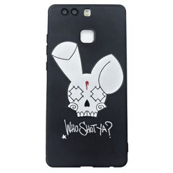 WHO SHOT YA? Bunny Logo Huawei Phone Case, Black, P9