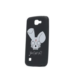 WHO SHOT YA? Handyhülle für LG K4, Motiv „WHO SHOT YA?“ mit Hasen-Logo, Schwarz