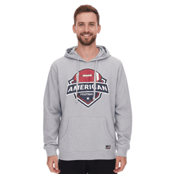 U.S. SPORT AMERICA Herren Hoodie mit Kapuze und großem Schriftzug Baumwoll-Hoodie Sommer-Pullover Freizeit-Hoodie Grau