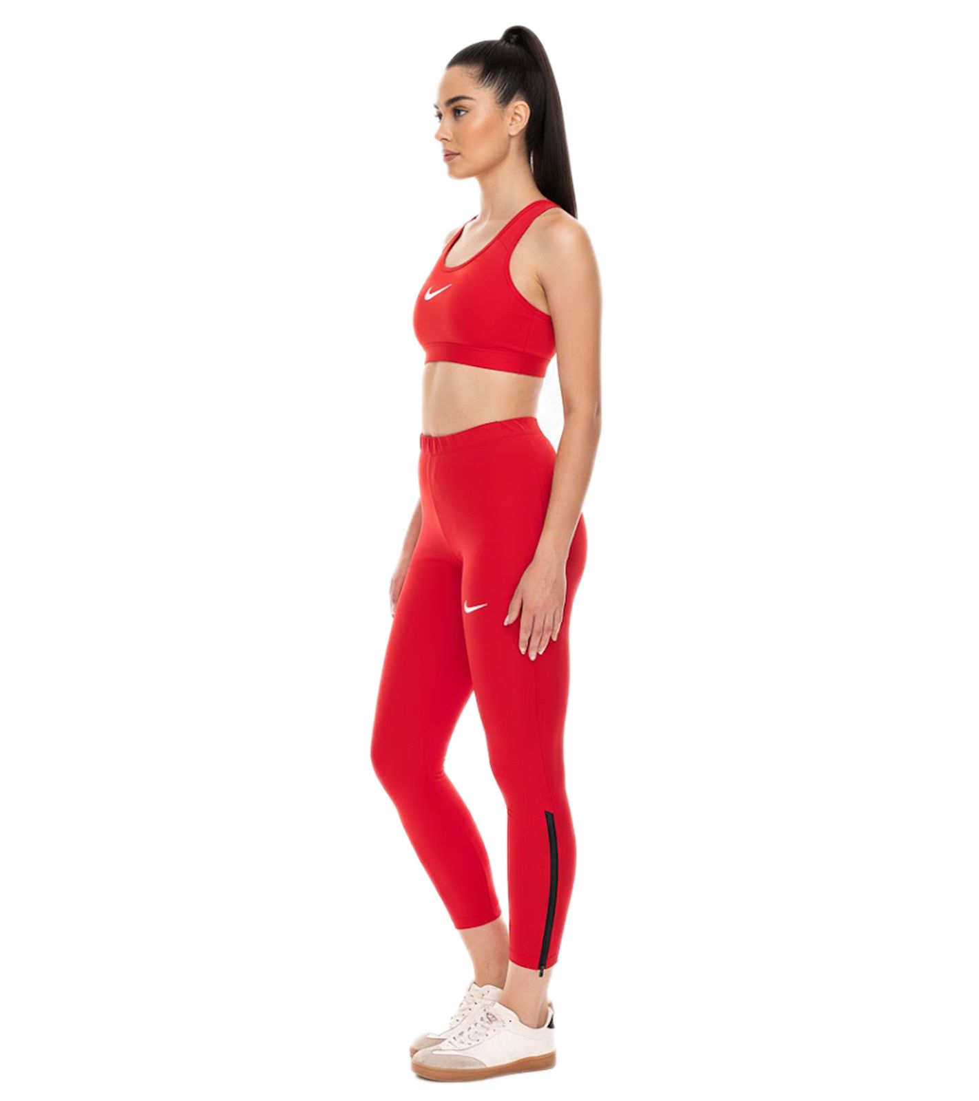 NIKE Sporttight Damen Trainings-Hose mit DRI-FIT-Technologie leichte Sport-Hose atmungsaktive Fu&szlig;ball-Hose Slim-Fit NT0314-657 Rot