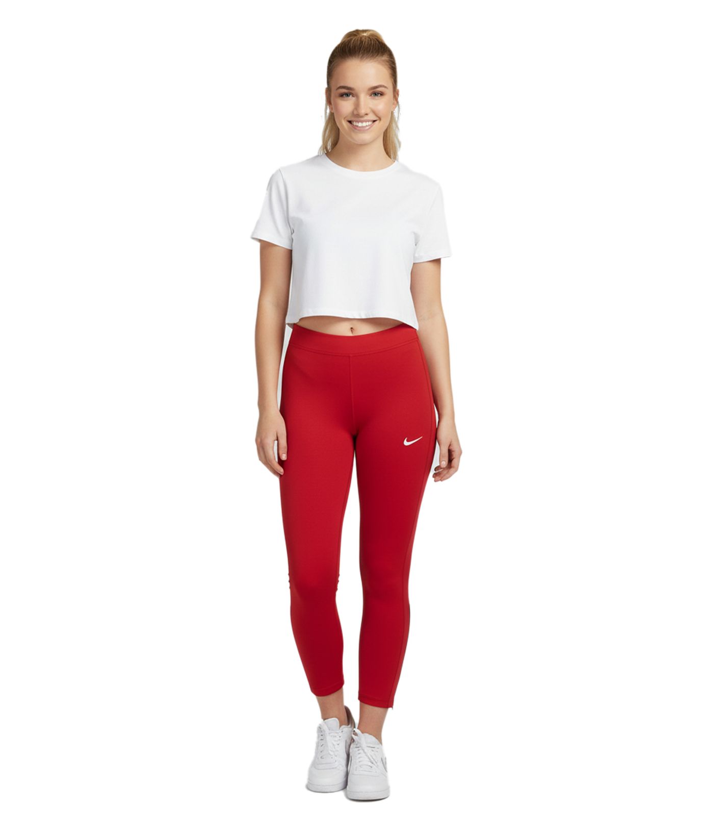 NIKE Sporttight Damen Trainings-Hose mit DRI-FIT-Technologie leichte Sport-Hose atmungsaktive Fu&szlig;ball-Hose Slim-Fit NT0314-657 Rot