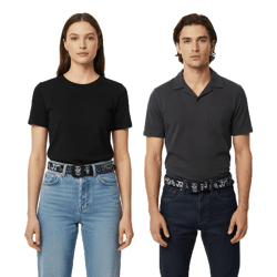 MISFITS Belts from the punk band for women and men in a distressed look with skulls; casual belt BT109173MIS4 Black/White/Purple