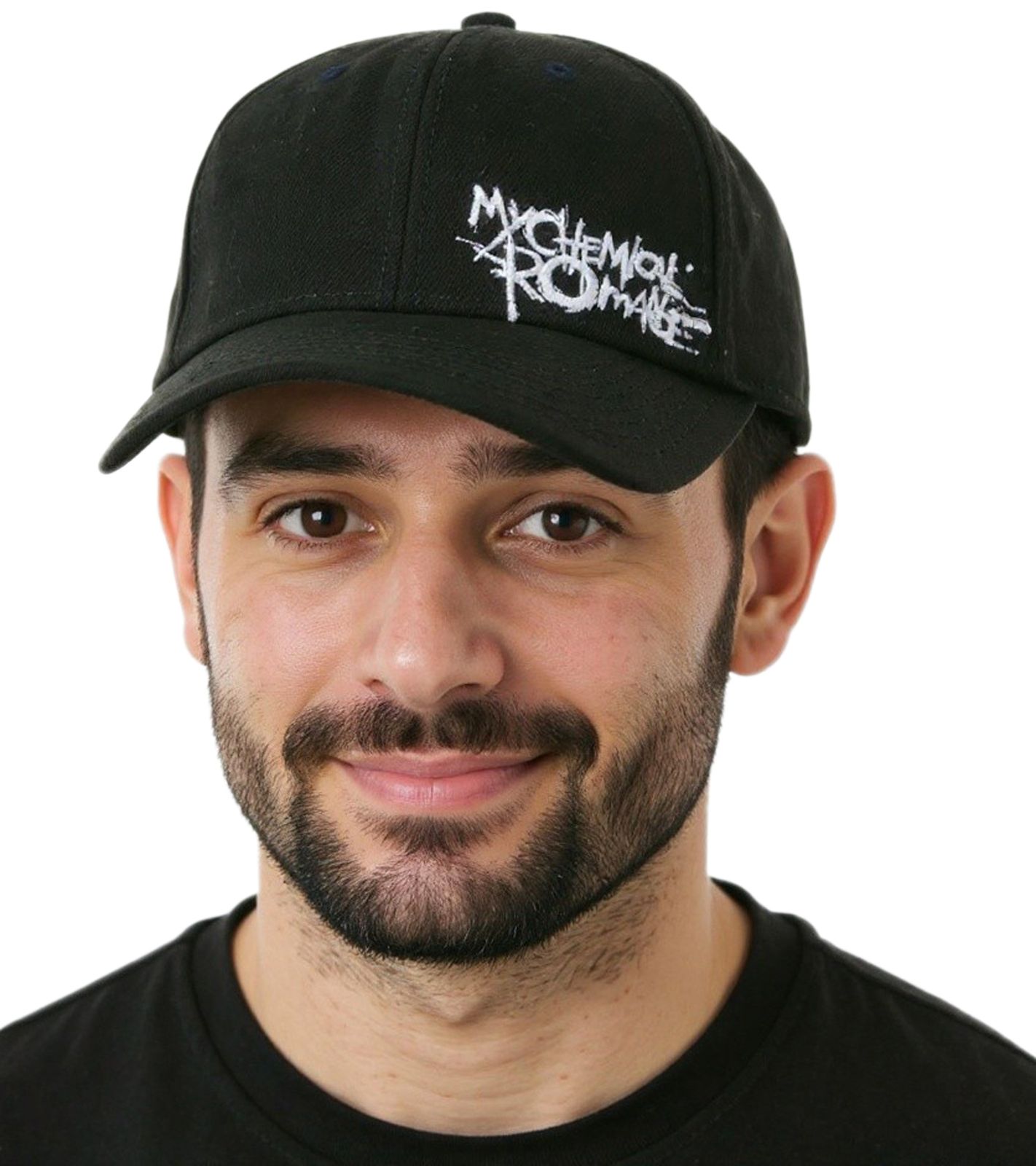 My Chemical Romance Unisex Cap Baumwoll-Cap mit leicht gebogenem Schirm Base-Cap TC111925MCR Schwarz/Wei&szlig;