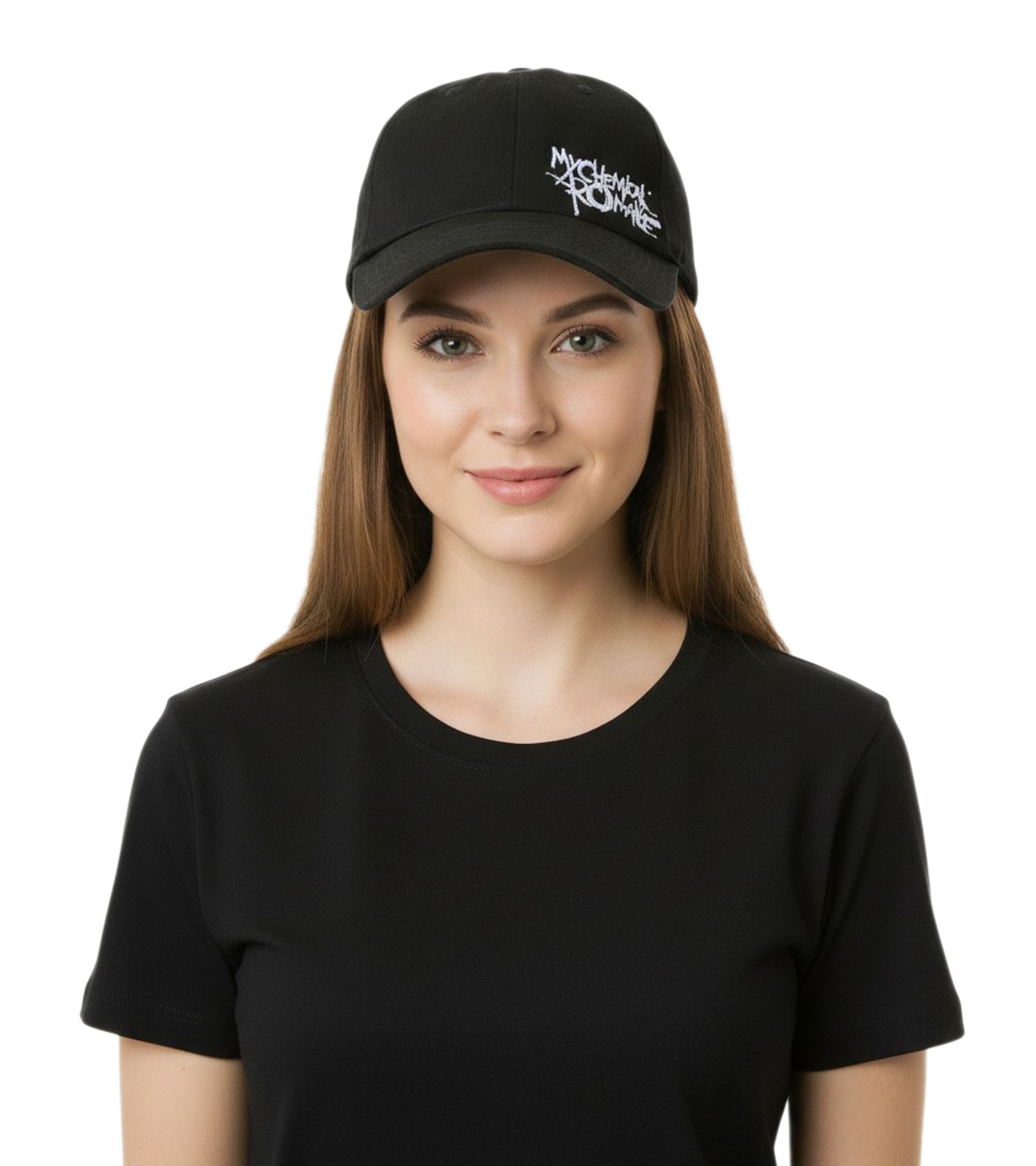 My Chemical Romance Unisex Cap Baumwoll-Cap mit leicht gebogenem Schirm Base-Cap TC111925MCR Schwarz/Wei&szlig;