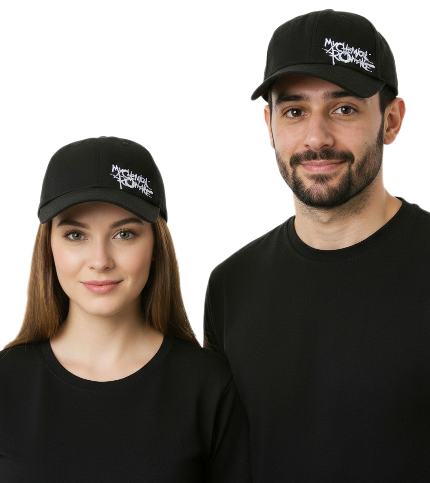 My Chemical Romance Unisex Cap Baumwoll-Cap mit leicht gebogenem Schirm Base-Cap TC111925MCR Schwarz/Wei&szlig;