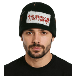 Bleeding Through Beanie kuschelige Mütze stylische Strick-Beanie Fan-Artikel KC109495BTH Schwarz