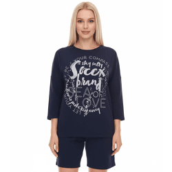 SOCCX by Carina Damen Oversized Sweatshirt mit Rundhals-Ausschnitt Alltags-Pulli SCU-2100-3772 Blau