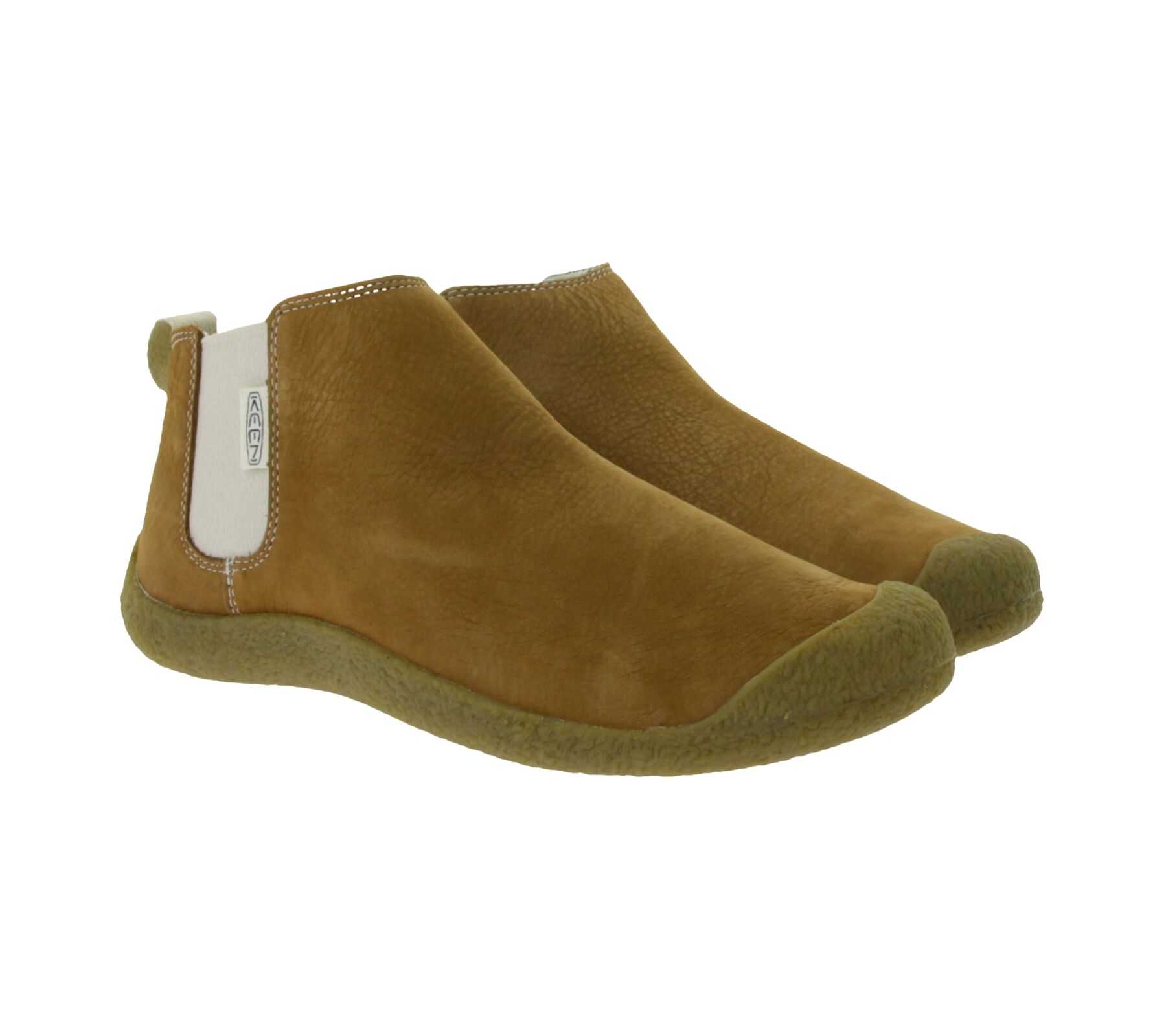 KEEN Mosey Chelsea Damen Stiefelette Echtleder Schlupf-Schuhe mit Wechselfu&szlig;bett 1026826 Braun