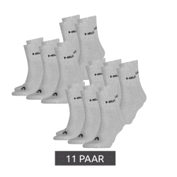 11 Paar HEAD All Sports Socken Damen und Herren Trainings-Socken Sport-Strümpfe 701236921 003 Grau