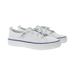 SPERRY Crest Vibe Canvas Damen Freizeit-Sneaker nachhaltige Alltags-Schuhe Schlupf-Schuhe STS88472 Weiß/Blau