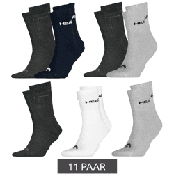 11 Paar HEAD All Sports Socken Damen und Herren Trainings-Socken Sport-Strümpfe 701236921 in Schwarz, Blau, Grau, Weiß