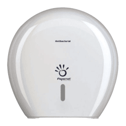 Papernet Toilettenpapierspender Antibakterieller Spender für Maxi Jumborollen Toilettenpapier mit Defend Tech Technologie 416146 Weiß