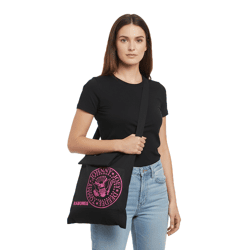 Ramones Punkrock-Band Damen Tasche mit angenähter Kapuze Baumwoll-Tasche Handtasche LB103080RAM Schwarz/Rosa