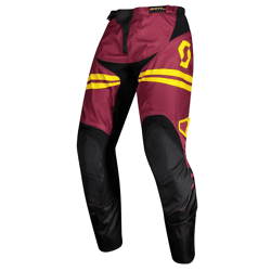 SCOTT Pant 350 Herren Moto-Cross Hose Motorsport-Kleidung mit Leder-Knie 273392 6425 Weinrot/Gelb
