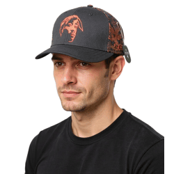 Tupac Damen und Herren Hip Hop Cap mit Tupac-Stickerei 2PAC Flat-Rim TC108517TUP4 Schwarz/Rot