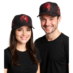 Tupac Damen und Herren Hip Hop Cap mit Tupac-Stickerei 2PAC Flat-Rim TC108517TUP3 Schwarz/Rot