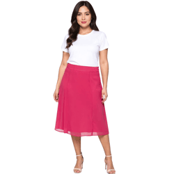 sheego Damen Rock in leicht ausgestellter Form Chiffon-Rock Große Größen 127158 Rosa