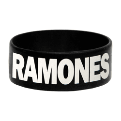 Ramones Gummi-Armband Punk-Band mit Ramones-Schriftzug Fan-Artikel WB151095RAM Schwarz/Weiß