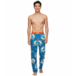 RE:COVERED X NFL Miami Dolphins Loungepants Herren Schlafanzug-Hose aus reiner Baumwolle Pyjama-Hose RCNFL1428 Blau/Weiß
