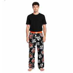 RE:COVERED X NFL Cincinnati Bengals Loungepants Herren Schlafanzug-Hose mit Team-Logo Pyjama-Hose RCNFL1462 Schwarz/Weiß