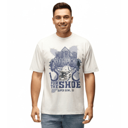 RE:COVERED X NFL Indianapolis Colts Herren T-Shirt mit World Champions-Print Baumwoll-Shirt RCNFL1560 Ecru-Weiß