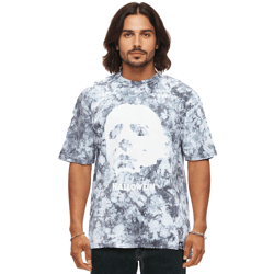 RE:COVERED X John Carpenter`s Halloween Herren T-Shirt im Batikmuster Rundhals-Shirt Fan-Shirt RCSTC117 Grau/Weiß