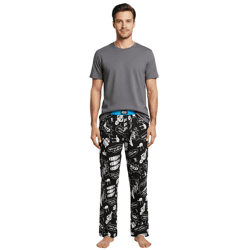 RE:COVERED X Star Wars Pyjama-Hose Herren Schlafanzug-Hose mit Star Wars Comics Aufdruck Print Baumwolle Loungepants RCDIF2108 Schwarz/Weiß