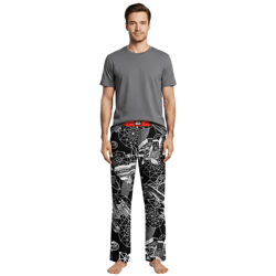 RE: COVERED X Star Wars™ Herren Pyjama-Hose Loungepants mit Raumschiff-Print Schlafanzug-Hose aus Baumwolle Modell RCDIF2107 Schwarz/Weiß