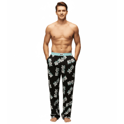RE:COVERED X ACDC Loungepants Herren Schlafanzug-Hose mit ACDC Allover-Print Pyjama-Hose RCPER922 Schwarz