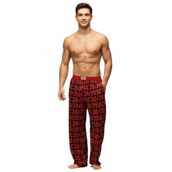 RE:COVERED X ACDC Loungepants Herren Schlafanzug-Hose mit ACDC Allover-Print Pyjama-Hose RCPER923 Schwarz/Rot