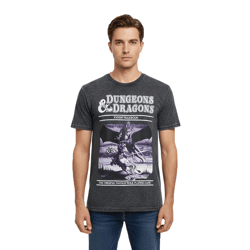 RE:COVERED X DUNGEONS & DRAGONS Herren T-Shirt Expert Rulebook Baumwoll-Shirt Rundhals-Shirt RCHAS168 Schwarz/Grau